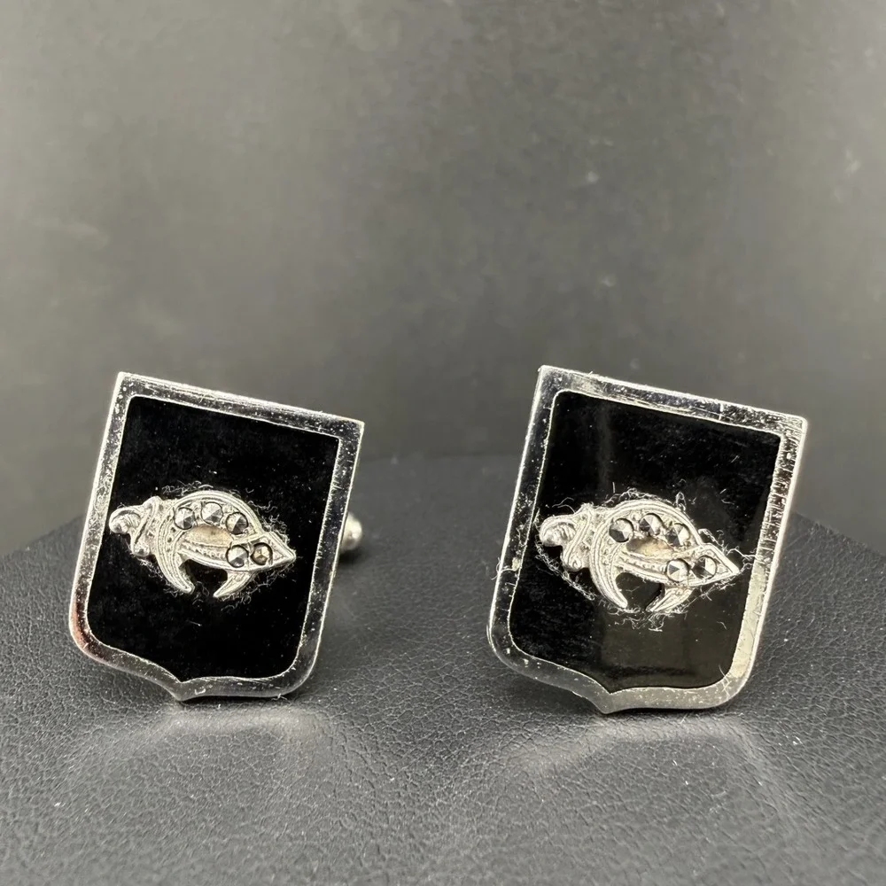 Vintage Masonic Cufflinks‎ Silver Tone